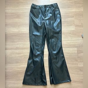 Leather flare pants